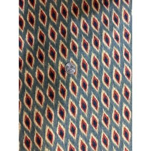 Waverly Fabric Remnant Ikat Diamond Print Blue Red Gold Canvas, 1‎ Yard, New